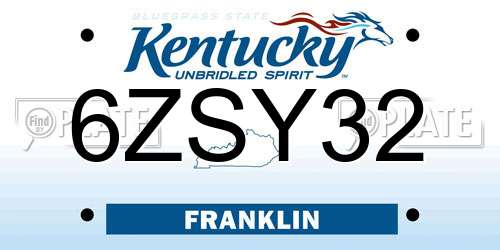 6ZSY32 Kentucky License Plate