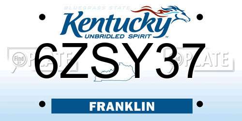6ZSY37 Kentucky License Plate