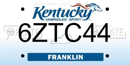 6ZTC44 Kentucky License Plate