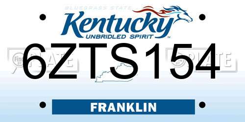 6ZTS154 Kentucky License Plate