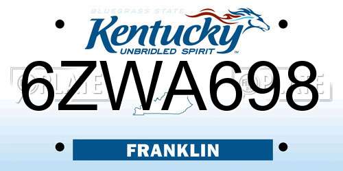 6ZWA698 Kentucky License Plate