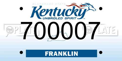 700007 Kentucky License Plate
