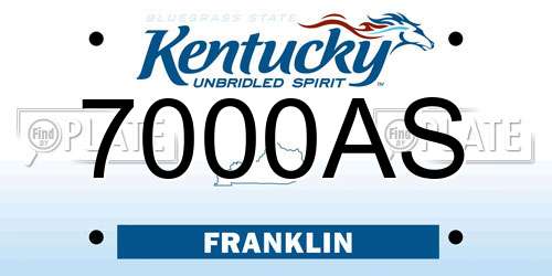 7000AS Kentucky License Plate