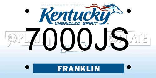 7000JS Kentucky License Plate