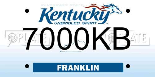 7000KB Kentucky License Plate