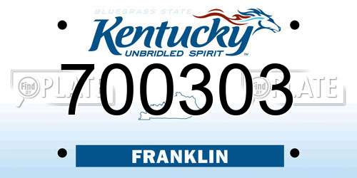 700303 Kentucky License Plate