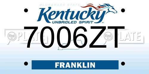 7006ZT Kentucky License Plate