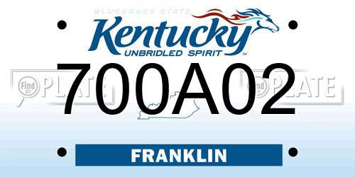700A02 Kentucky License Plate