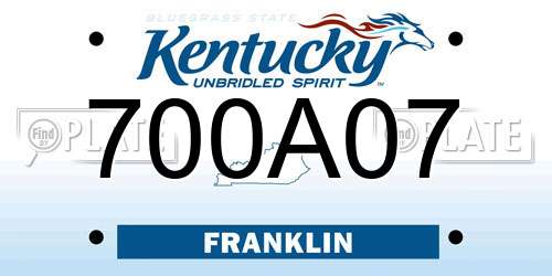 700A07 Kentucky License Plate