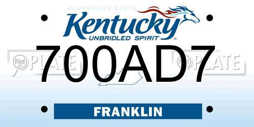 700AD7 Kentucky License Plate