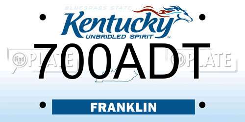 700ADT Kentucky License Plate