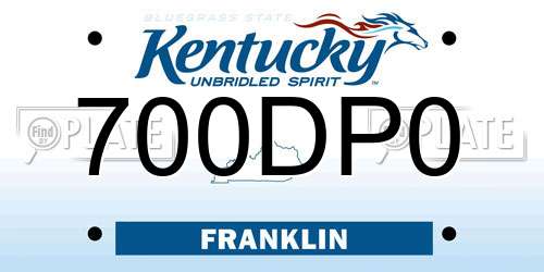 700DP0 Kentucky License Plate