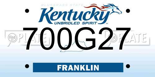 700G27 Kentucky License Plate