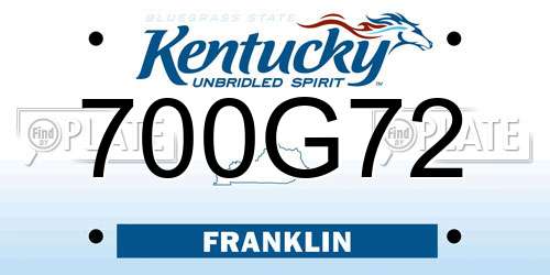 700G72 Kentucky License Plate