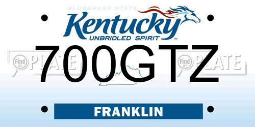 700GTZ Kentucky License Plate