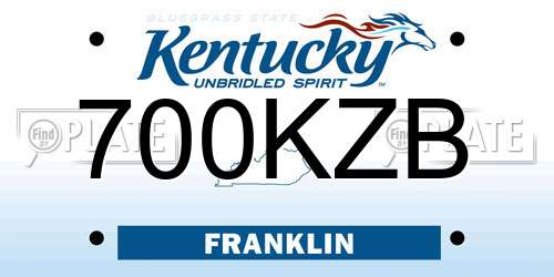 700KZB Kentucky License Plate