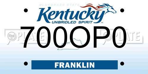 700OP0 Kentucky License Plate