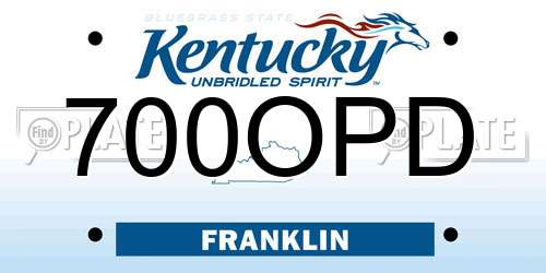 700OPD Kentucky License Plate