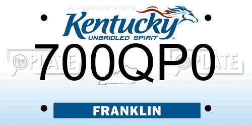 700QP0 Kentucky License Plate