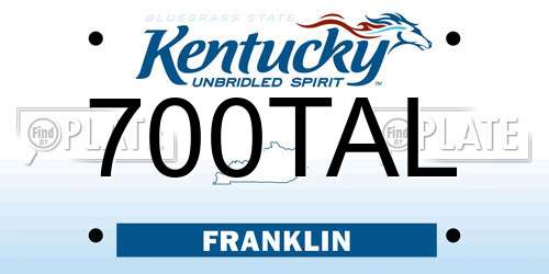700TAL Kentucky License Plate