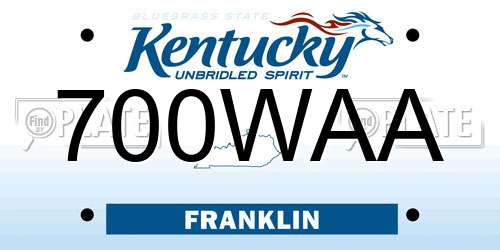 700WAA Kentucky License Plate
