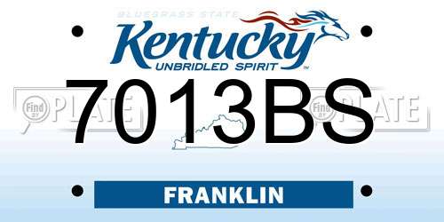 7013BS Kentucky License Plate