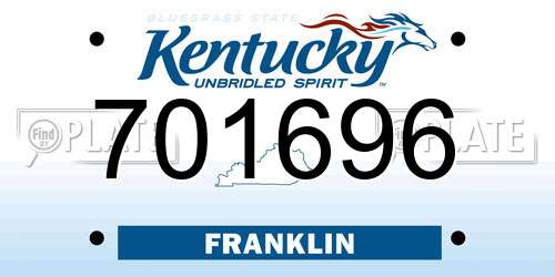 701696 Kentucky License Plate