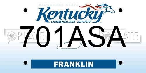 701ASA Kentucky License Plate