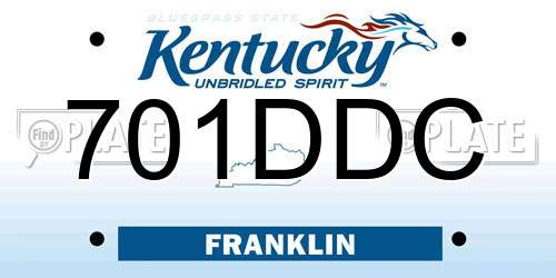 701DDC Kentucky License Plate