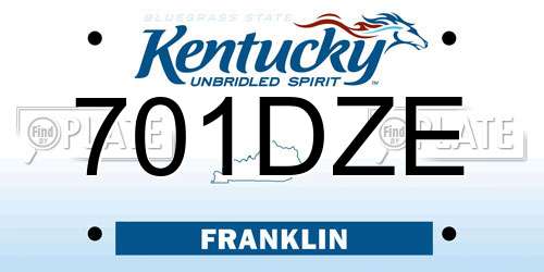 701DZE Kentucky License Plate