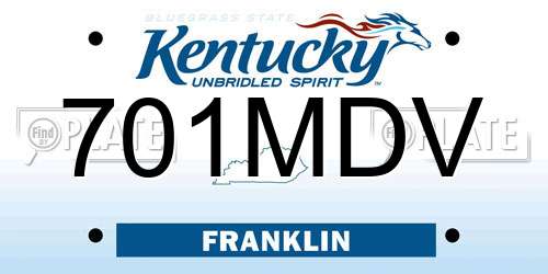 701MDV Kentucky License Plate