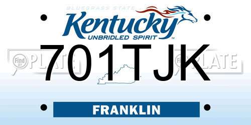 701TJK Kentucky License Plate