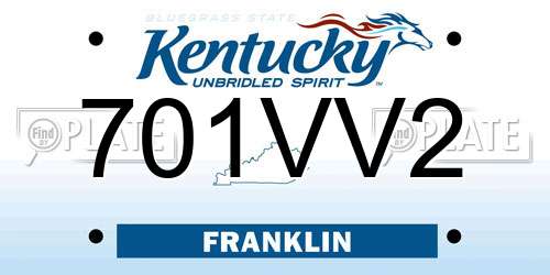 701VV2 Kentucky License Plate
