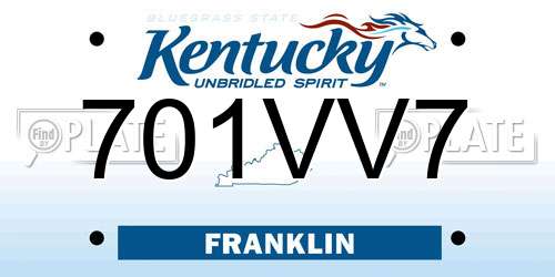 701VV7 Kentucky License Plate