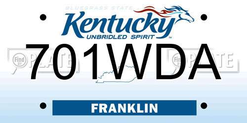 701WDA Kentucky License Plate