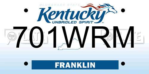 701WRM Kentucky License Plate