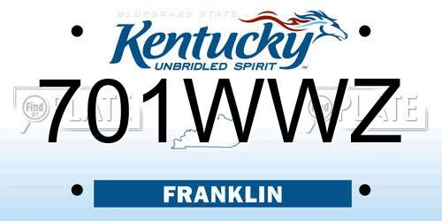 701WWZ Kentucky License Plate