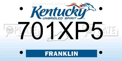 701XP5 Kentucky License Plate
