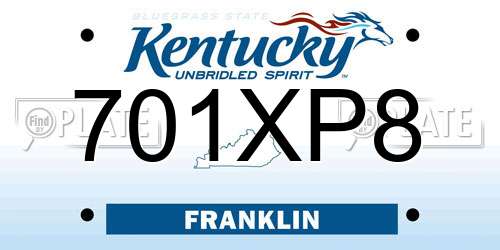 701XP8 Kentucky License Plate