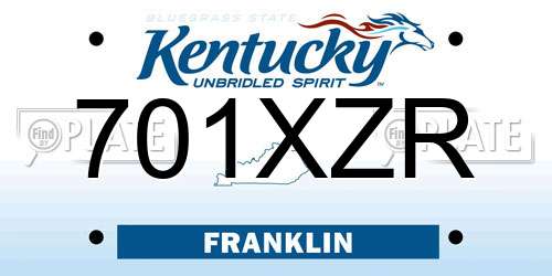 701XZR Kentucky License Plate