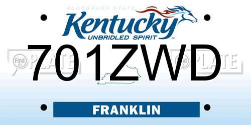 701ZWD Kentucky License Plate