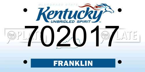 702017 Kentucky License Plate