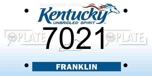 7021 Kentucky License Plate