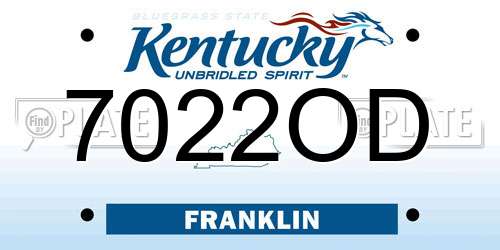 7022OD Kentucky License Plate