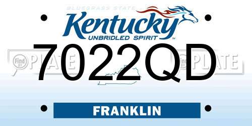 7022QD Kentucky License Plate