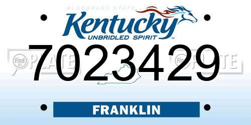 7023429 Kentucky License Plate