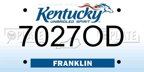 7027OD Kentucky License Plate