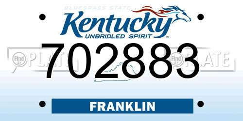 702883 Kentucky License Plate
