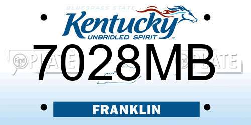 7028MB Kentucky License Plate