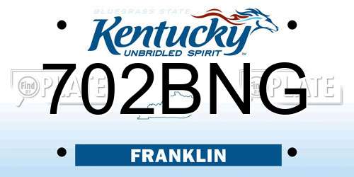 702BNG Kentucky License Plate
